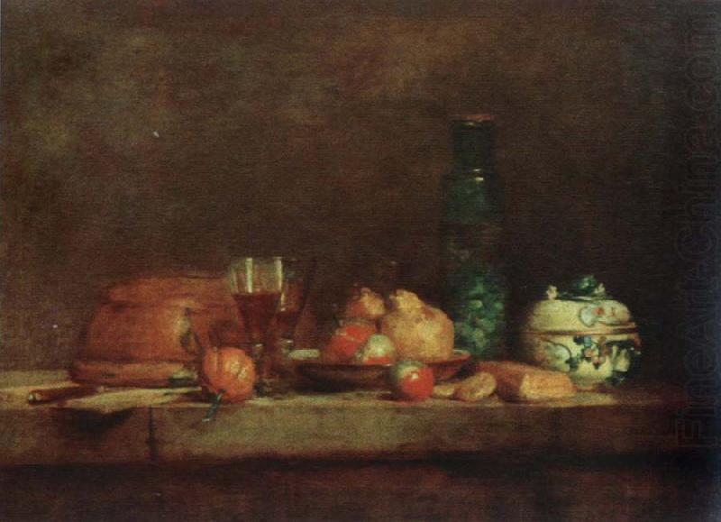 Jean Baptiste Simeon Chardin still life with bottle of olives china oil painting image